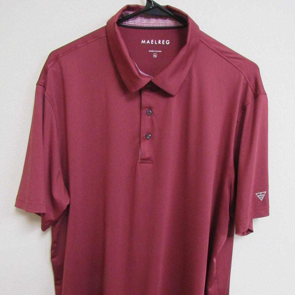 Maelreg Performance Wine Short Sleeve Stretch Golf Polo‎ Shirt XL